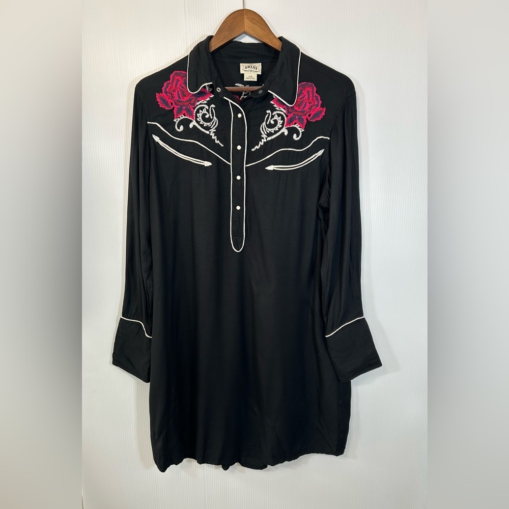 Ariat Black Long Sleeve Dress with Pink Embroidery